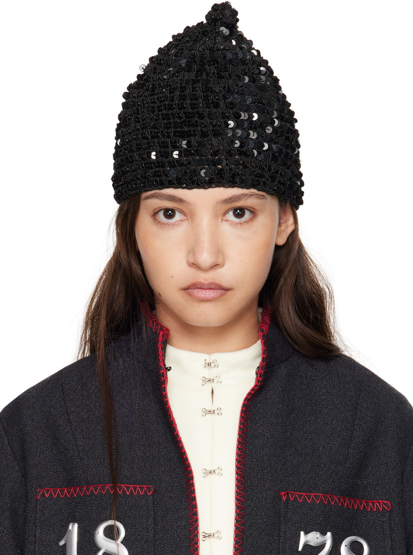 Шапка Bode Sequined Beanie чорний | MRF24KA012