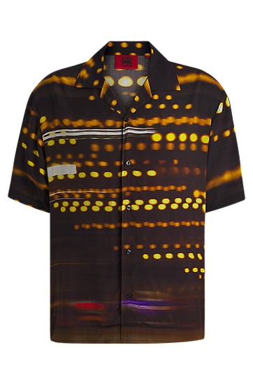 Сорочка BOSS HUGO x RB Oversized-Fit Racing-Print Shirt чорний | 50543031