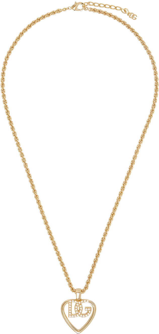 Кольє Dolce & Gabbana Dolce&Gabbana Heart 'DG' Pendant Necklace Металік | WNQ6L4 W1111