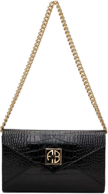 Гаманець Anine Bing ANINE BING Small Elly Croc-Embossed Clutch Bag чорний | A-13-10469-BLK1, 0