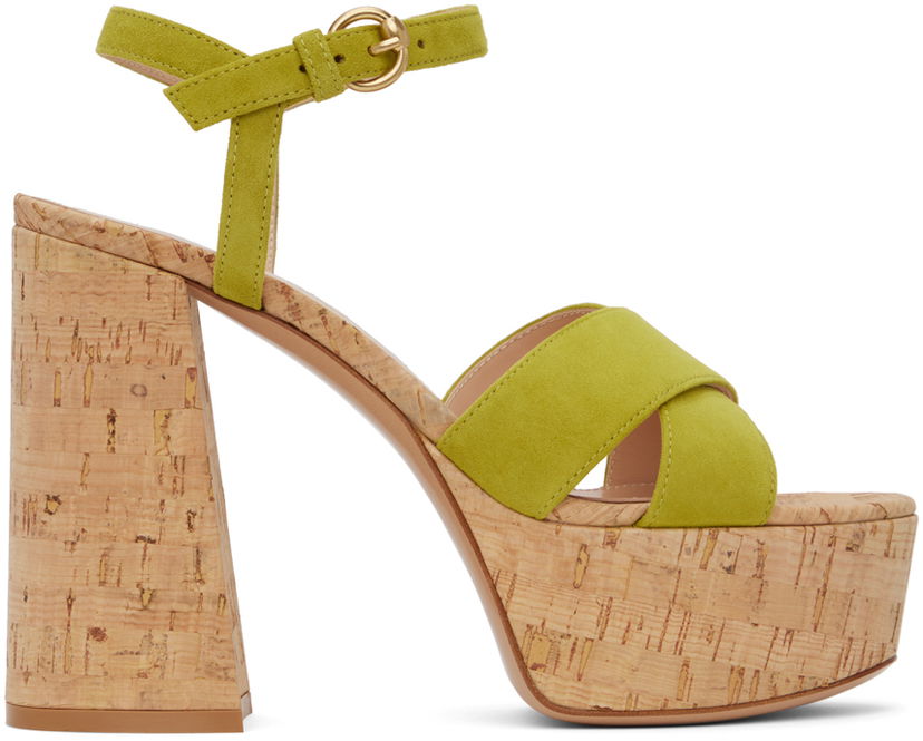 Кросівки та взуття Gianvito Rossi Bebe Cork Platform Sandals Зелений | G31522.70RIC.CSG