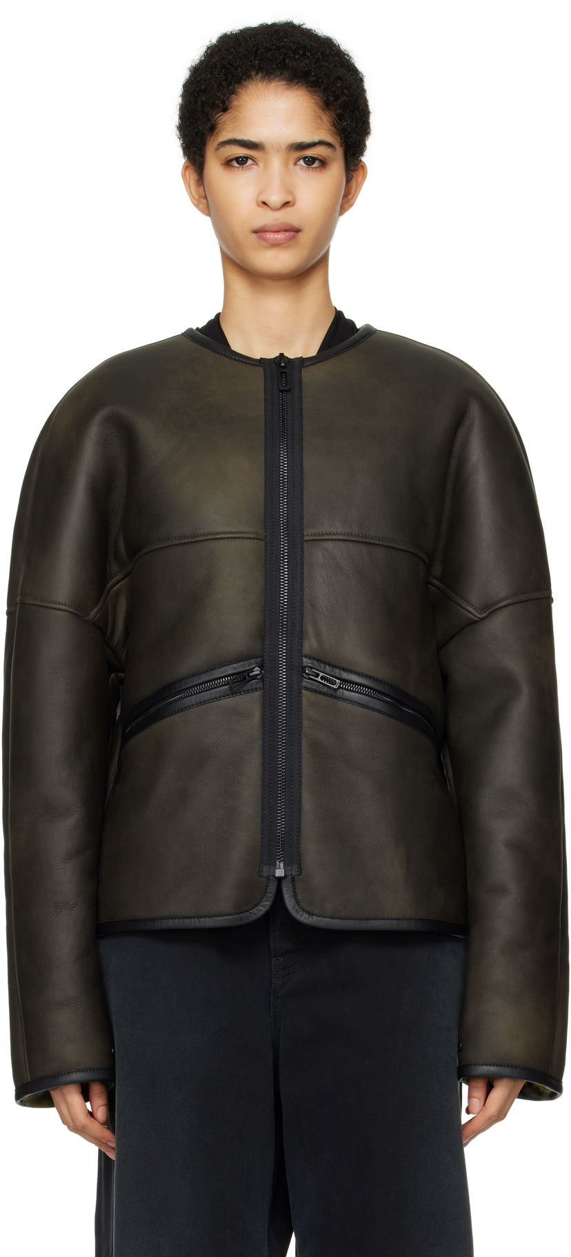 Куртка 032C Shearling Leather Jacket Зелений | F24-URL-1921-050-W