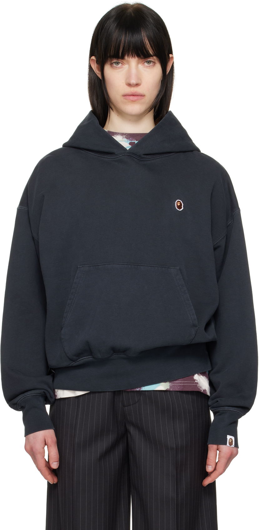 Світшоти BAPE A Bathing Ape One Point Pigment Dyed Oversized Hoodie темно-синій | 001PPL302004L