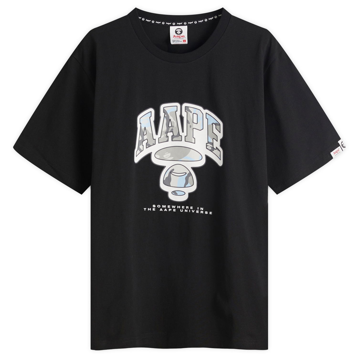 Футболка AAPE by A Bathing Ape AAPE Graffiti Small Face BLE Camo T-Shirt, Size Large чорний | AAPTEM1650XX-BLK, 1