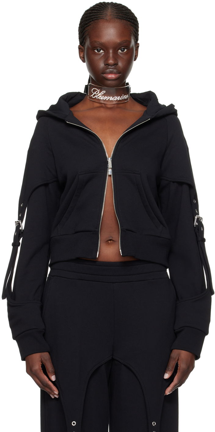 Світшоти Blumarine Blumarine Cinch Sleeve Cropped Hoodie чорний | P422F021A