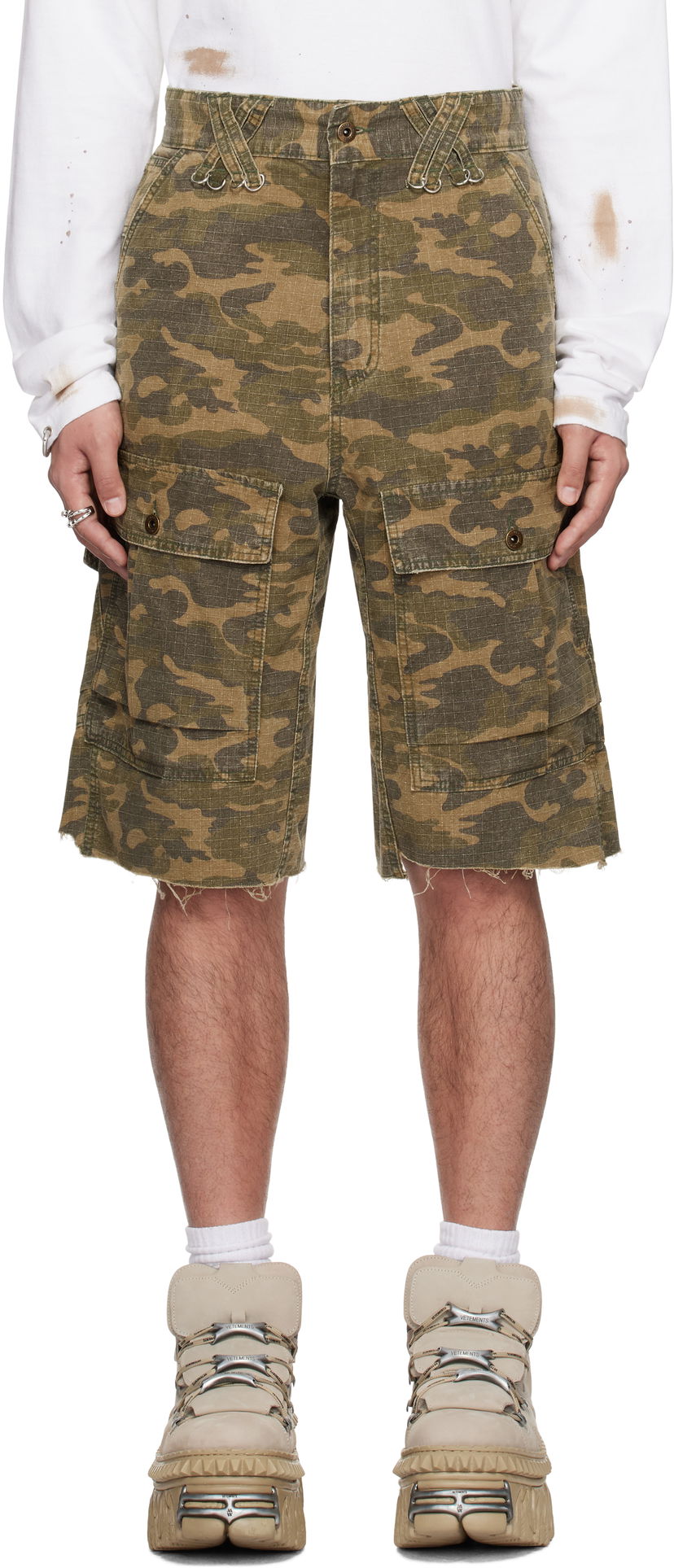 Шорти We11done We11done Camo Vintage Shorts Зелений | WD-PT0-25-230-M-MX