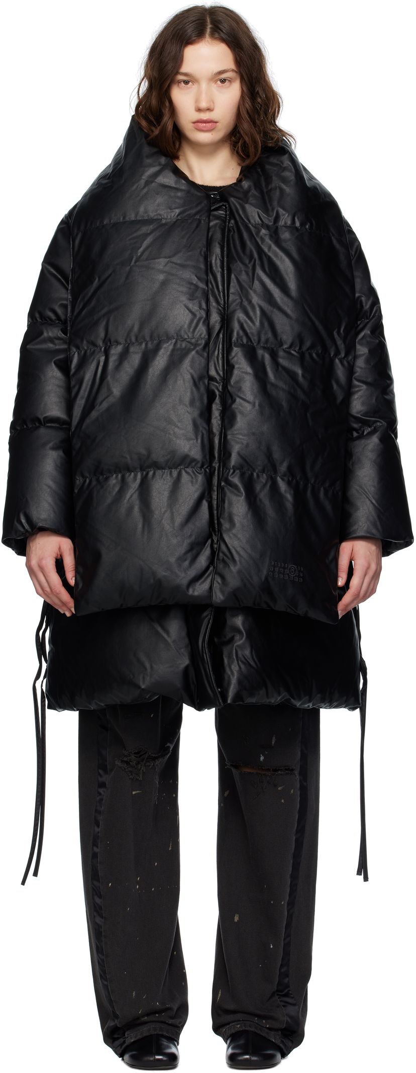 Пуховик Maison Margiela MM6 Maison Margiela Faux-Leather Puffer Jacket чорний | S52AA0193 S53057