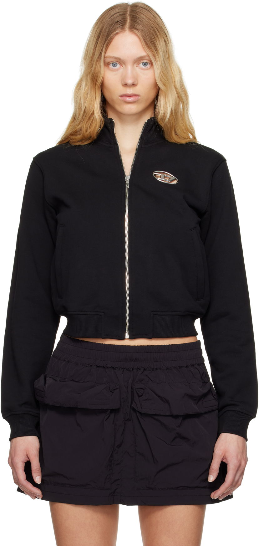 Світшоти Diesel Diesel F-Flacin Cropped Track Jacket чорний | A16842 0BMBJ