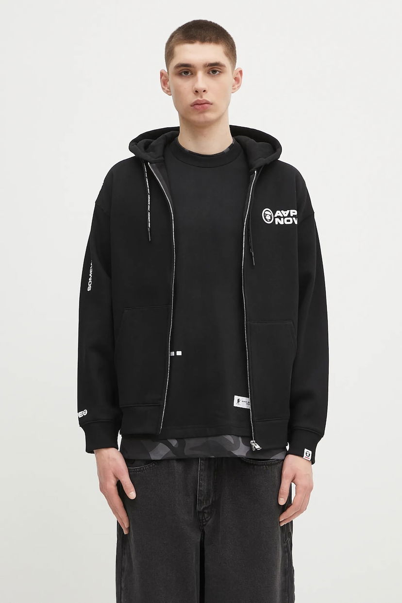 Світшоти AAPE by A Bathing Ape AAPE Now Zip Up Hoodie чорний | AAPSWMB327XXN