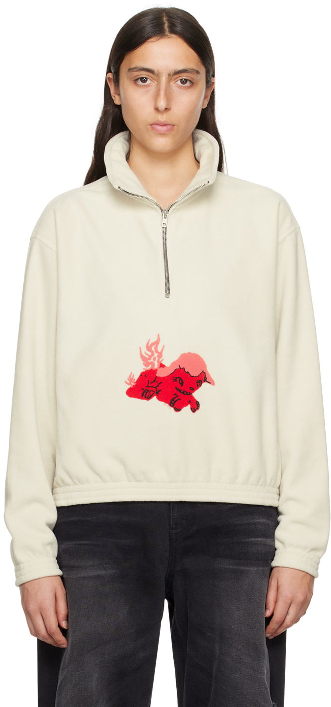 Світшоти We11done Pony Fleece Half-Zip Sweatshirt білий | WD-TS3-23-893-U-WH