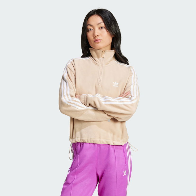 Світшоти adidas Performance Fleece Half Zip Loose Sweatshirt бежевий | IY7267