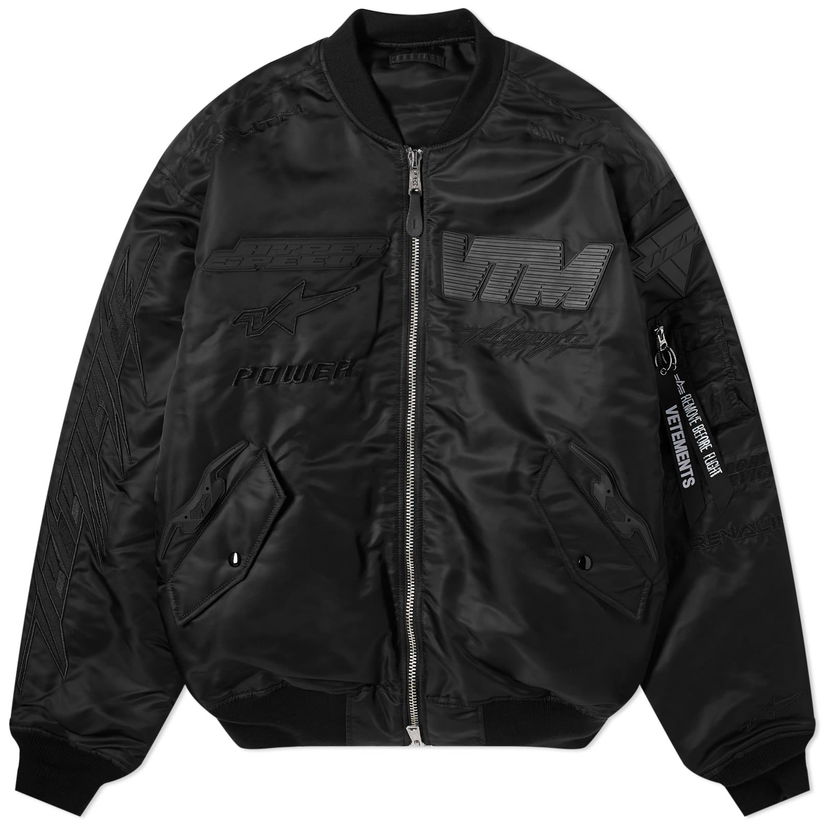 Куртка бомбер VETEMENTS Blackout Racing Bomber Jacket чорний | UE64JA920B
