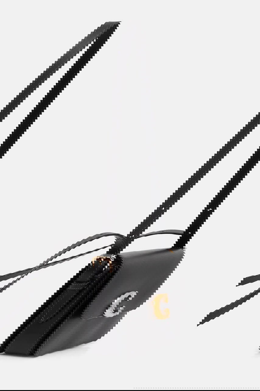 Сумка Coach Leather Flap Shoulder Bag with C-Lock чорний | CAM17, 1