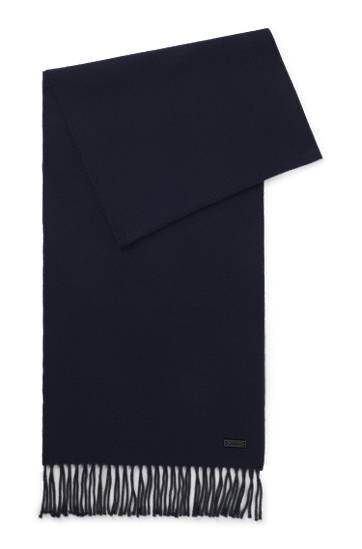 Шарф BOSS Wool Scarf with Twisted Fringes темно-синій | 50517218
