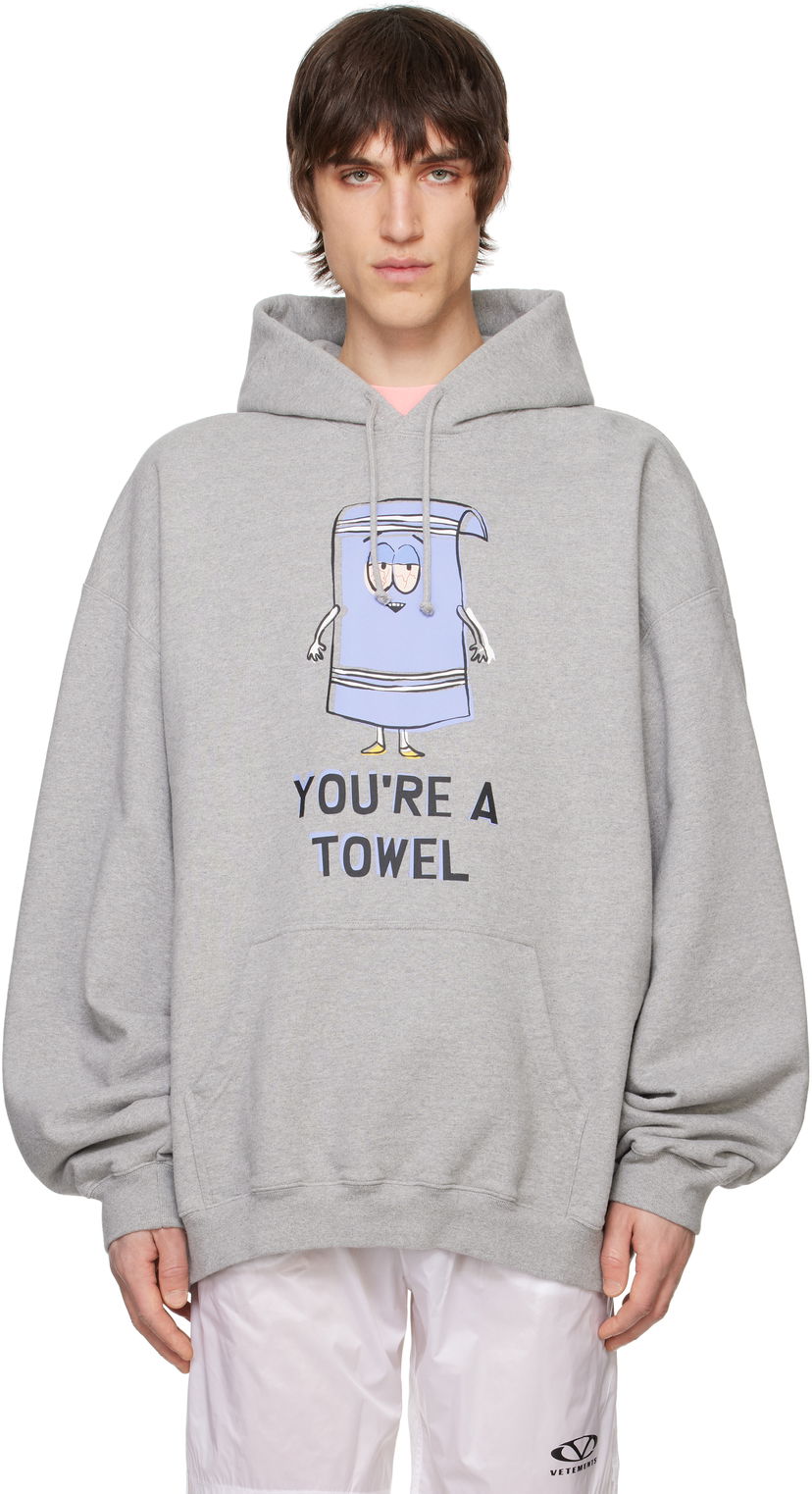 Світшоти VETEMENTS Vetements Runway 'You're A Towel' Oversized Hoodie Сірий | UA66HD680G