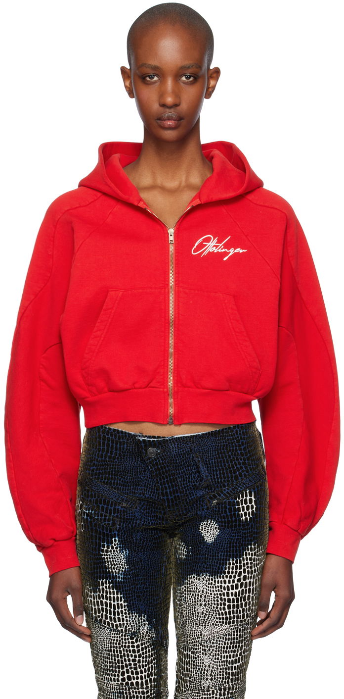 Світшоти Ottolinger Ottolinger Multiline Zip Cropped Hoodie Червоний | 1150202621