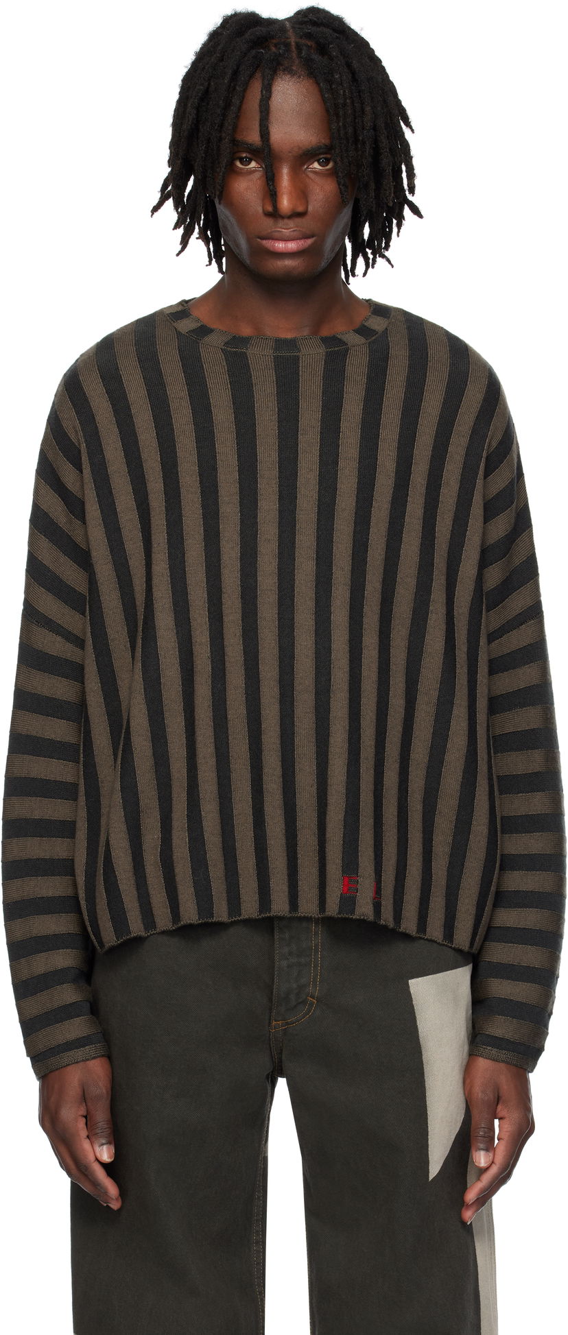 Cветр Eckhaus Latta Eckhaus Latta Striped Knit Sweater Коричневий | 8026-EL-PS25-B - BOG