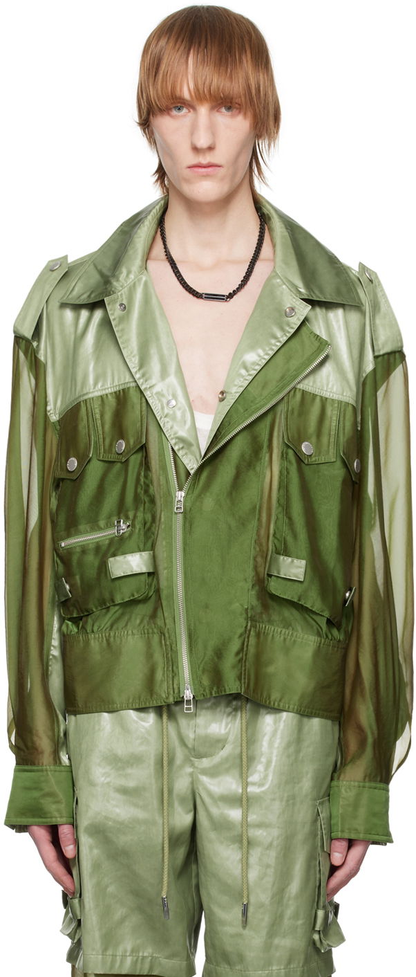Куртка Feng Chen Wang Feng Chen Wang Paneled Jacket Зелений | FMS15JK26