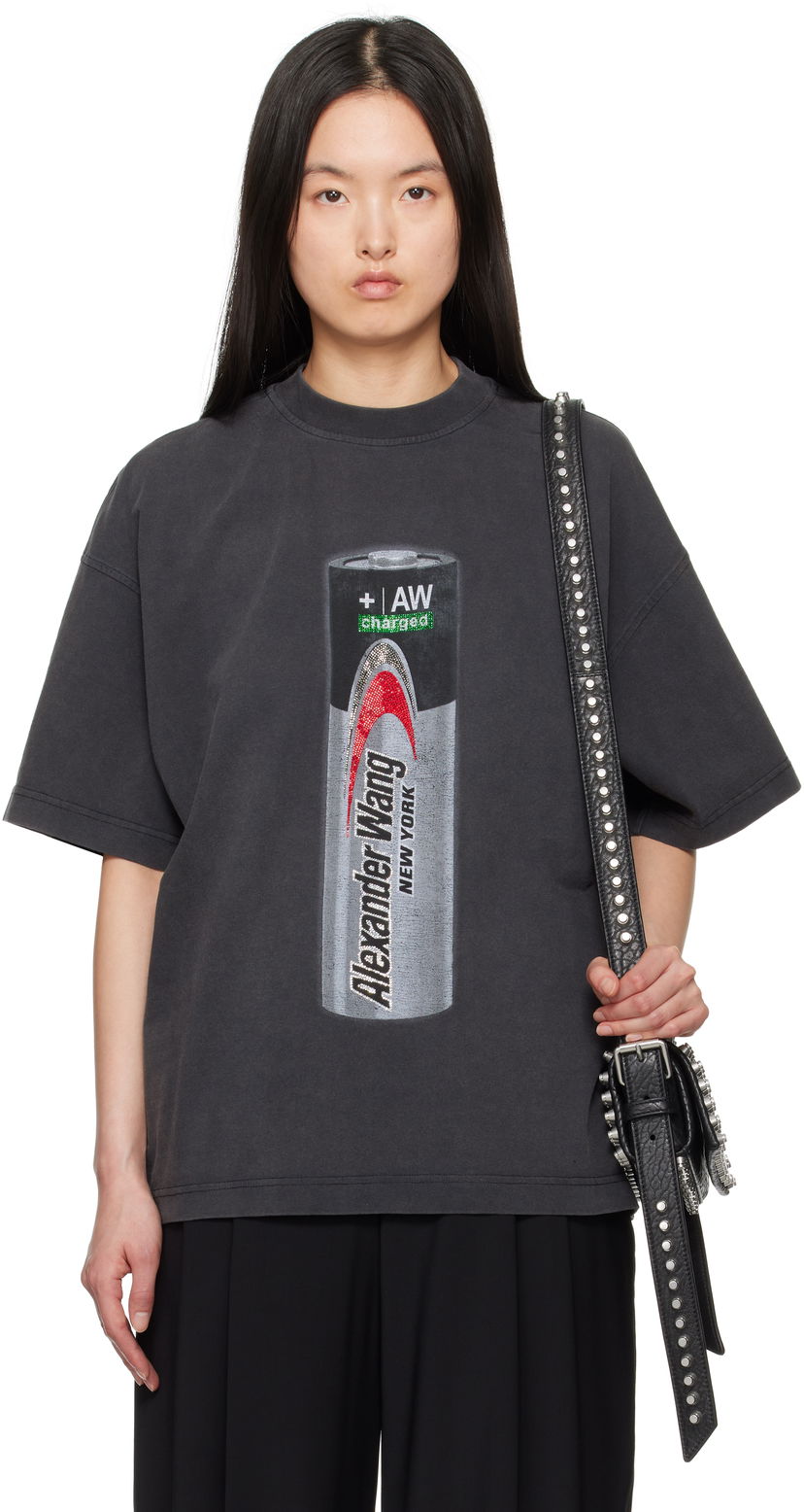 Футболка Alexander Wang Alexander Wang Unisex Battery Logo-Print Graphic T-Shirt чорний | UCC2251832