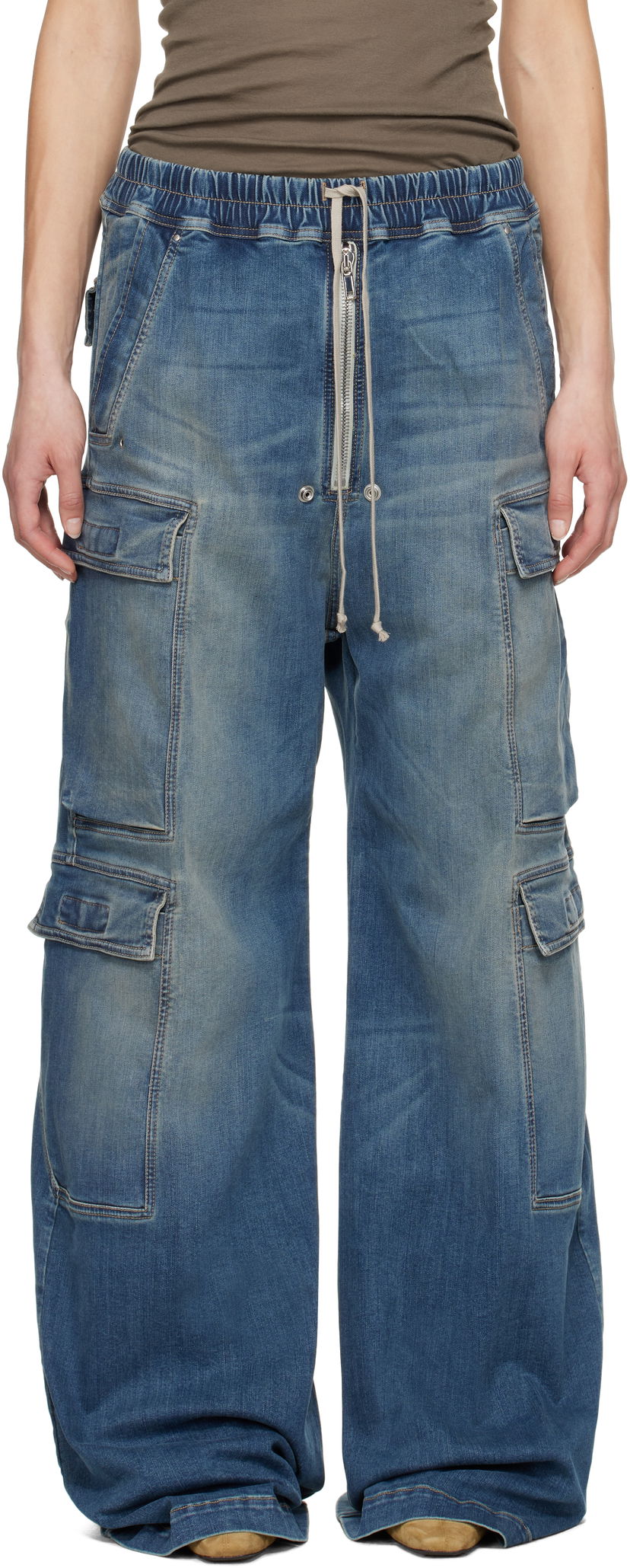 Джинси Rick Owens Rick Owens DRKSHDW Hollywood Jumbo Belas Denim Cargo Pants Синій | DS01E3324 SDWB