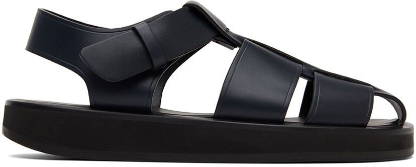Аксесуари The Row The Row Fisherman Flat Sandals темно-синій | F1203-SVL74