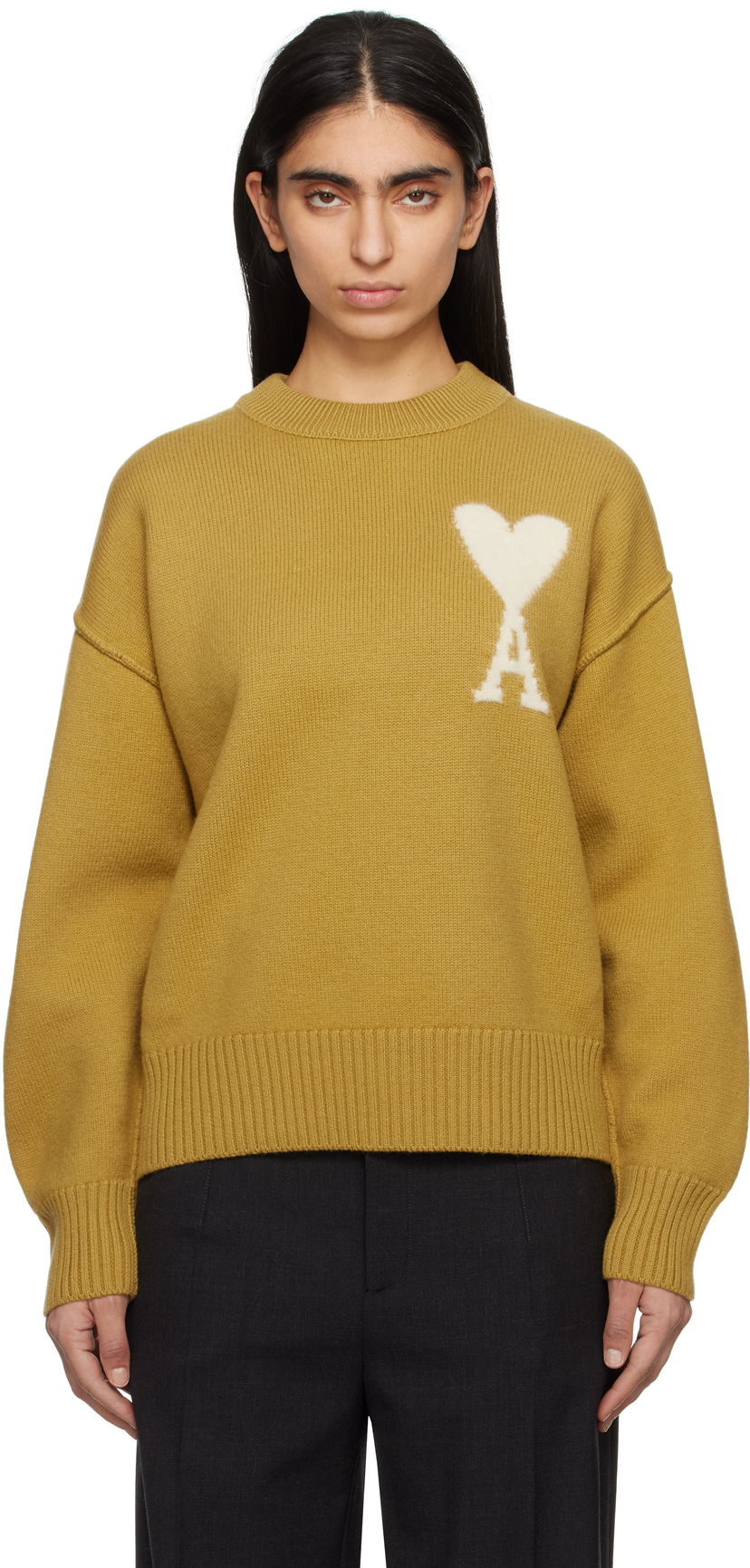 Cветр AMI AMI Paris Wool Ami de Coeur Sweater Жовтий | UKS090.KN0090