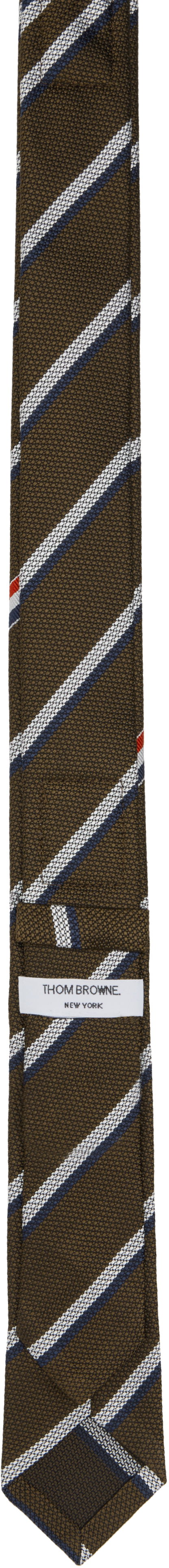 Шарф Thom Browne Thom Browne Classic Shadow Stripe Pique Weave Tie Коричневий | MNL001A-F0990, 1