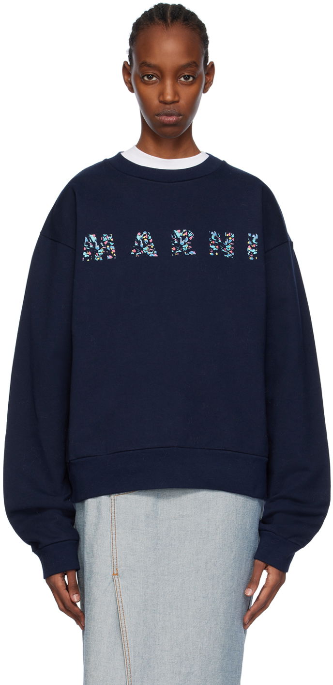 Світшоти Marni Printed Sweatshirt темно-синій | FUMU0074PD USCW22