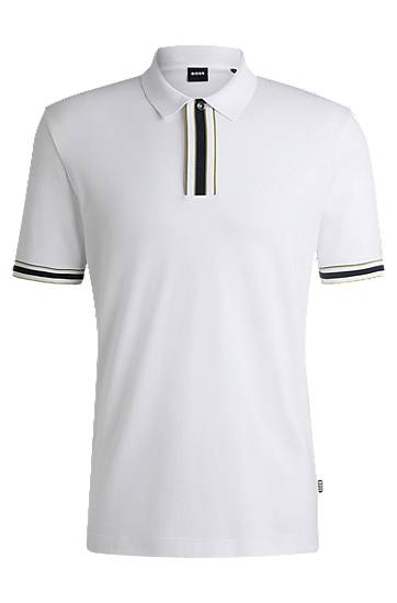 Сорочка поло BOSS Interlock Cotton Polo Shirt with Contrast Tipping білий | 50486186