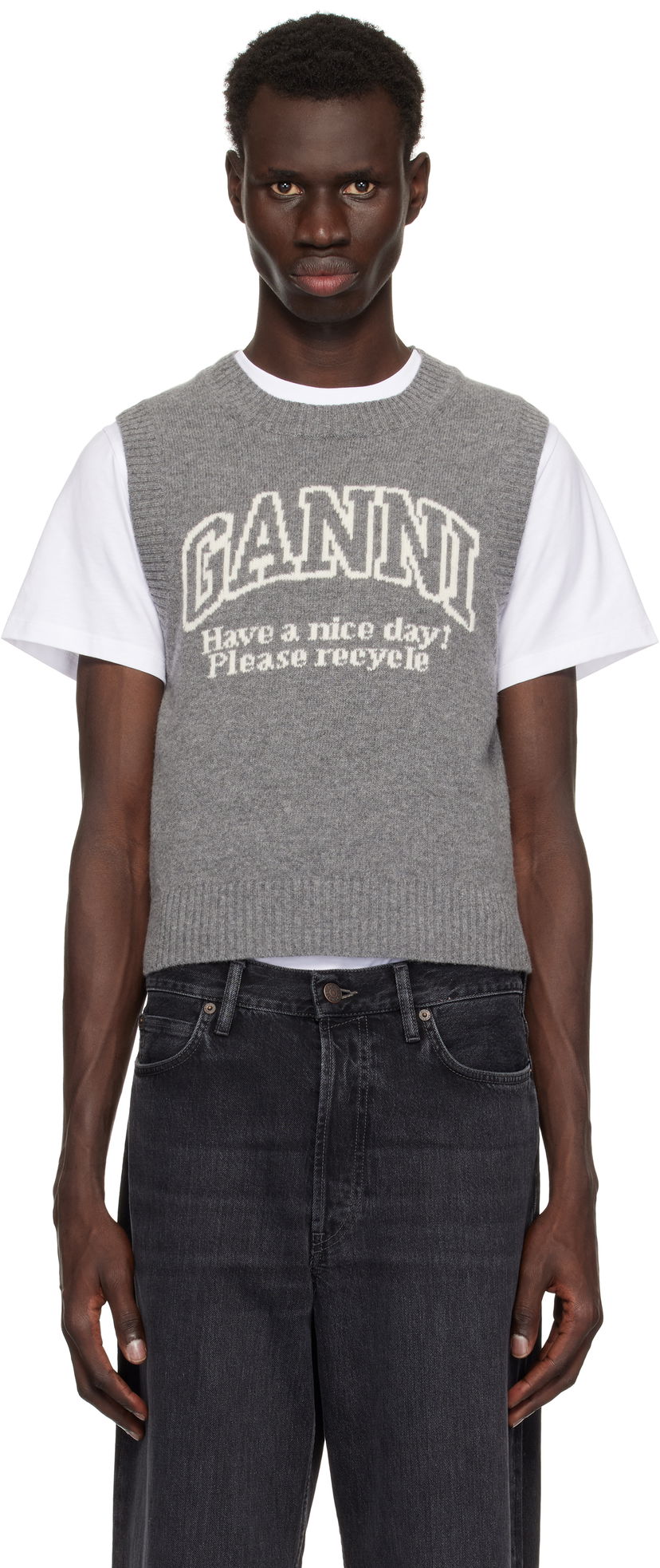 Cветр GANNI Ganni Graphic Knit Vest Сірий | K2308