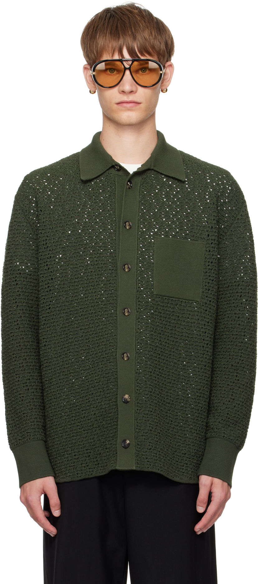 Cветр Bottega Veneta Bottega Veneta Crochet Cardigan Зелений | 841367V5SP03293