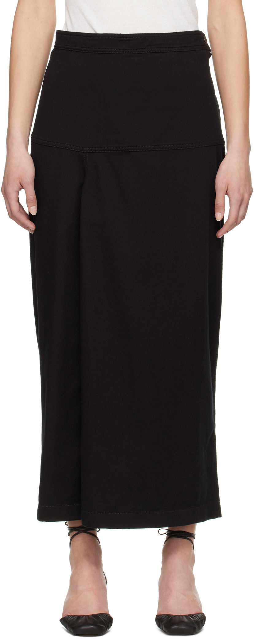 Спідниця LEMAIRE Lemaire Slit Midi Denim Skirt чорний | SK1046 LD1028
