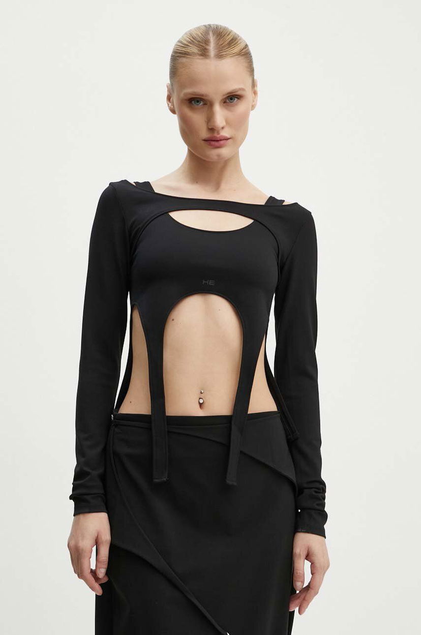 Кроп-топи HELIOT EMIL Long Sleeve Cut-Out Top чорний | HE.W.13.051.BLK01