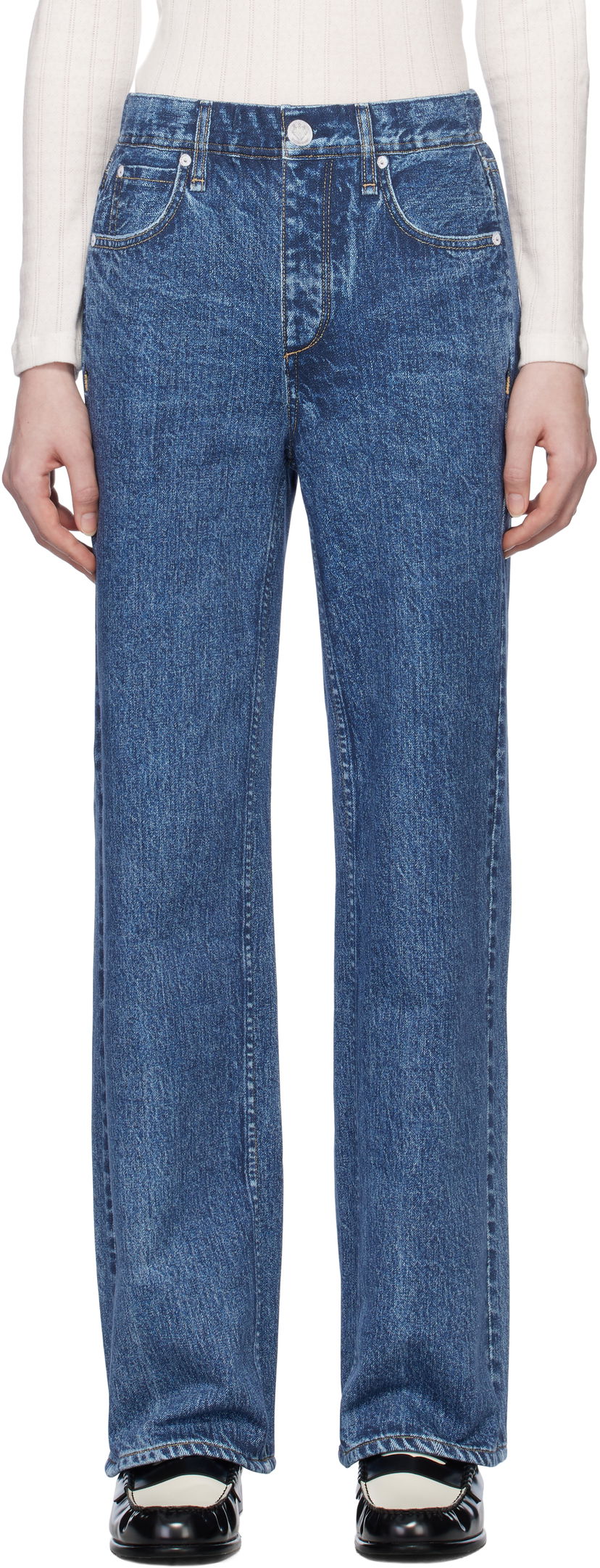 Джинси rag & bone Miramar Wide Leg Fleece Lounge Pants Синій | WCW24H70058205