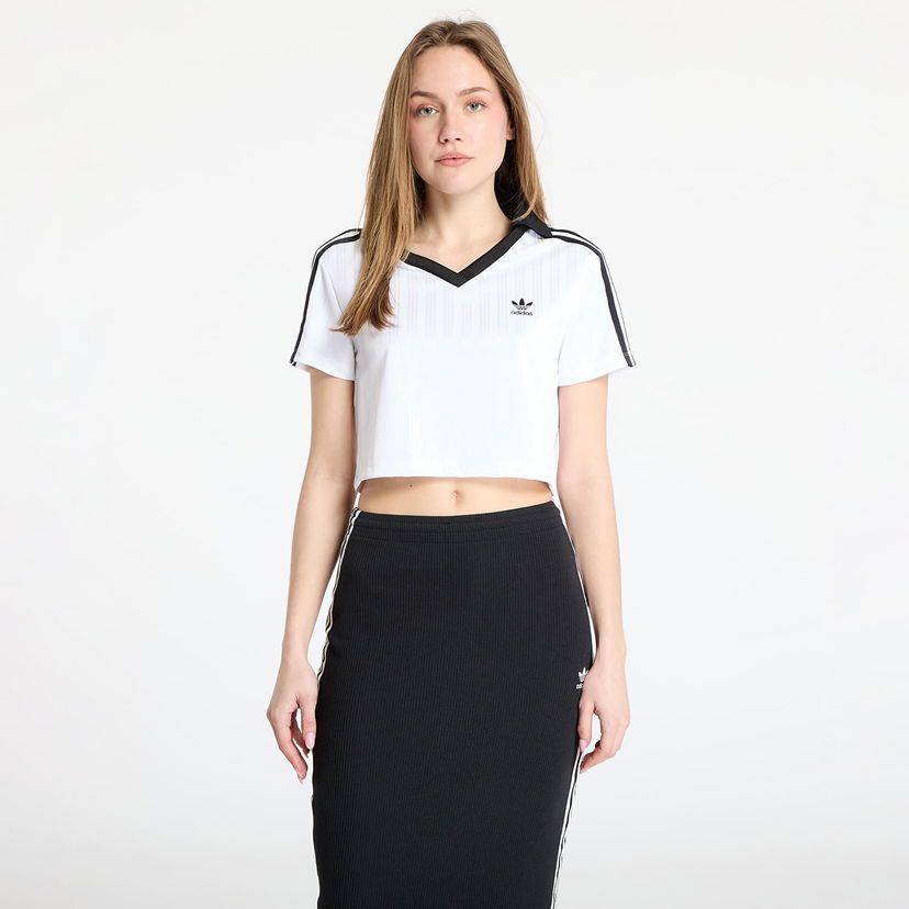 Кроп-топи adidas Originals Cropped V-Neck Polo Shirt білий | JD2608