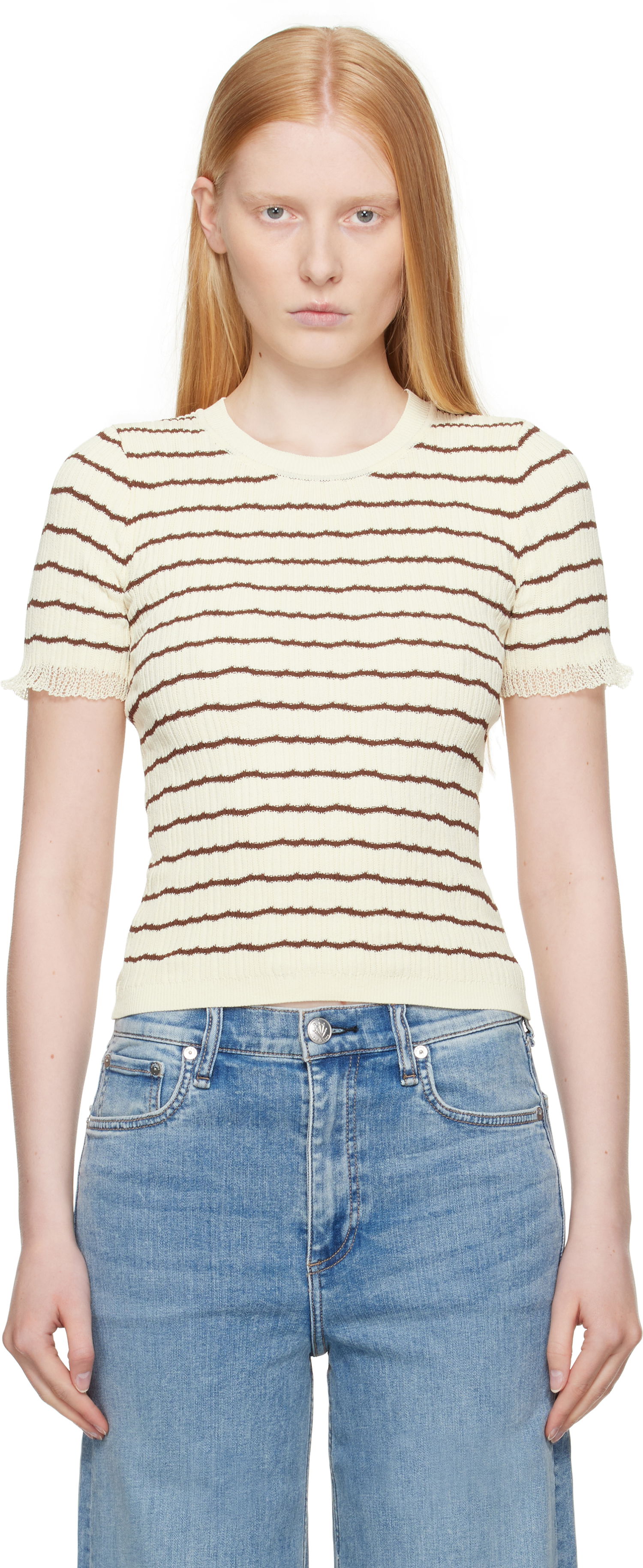 Футболка rag & bone rag & bone Chiara Stripe Crew T-Shirt Жовтий | WAS25P025UG25, 0