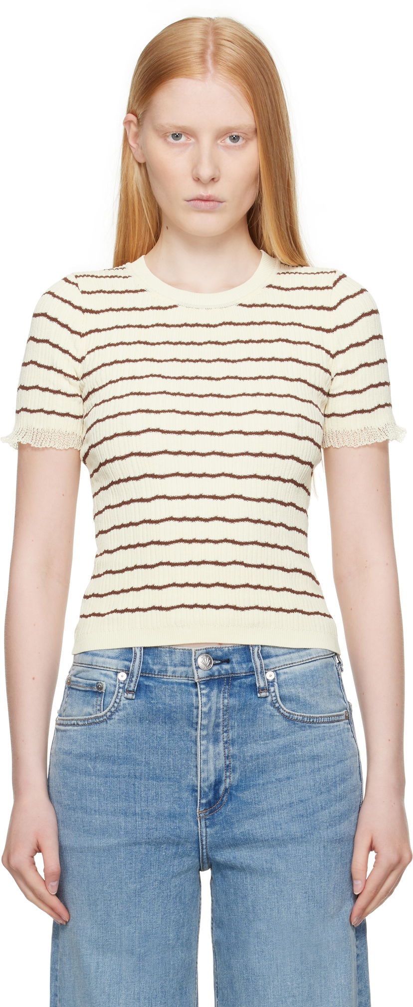 Футболка rag & bone rag & bone Chiara Stripe Crew T-Shirt Жовтий | WAS25P025UG25