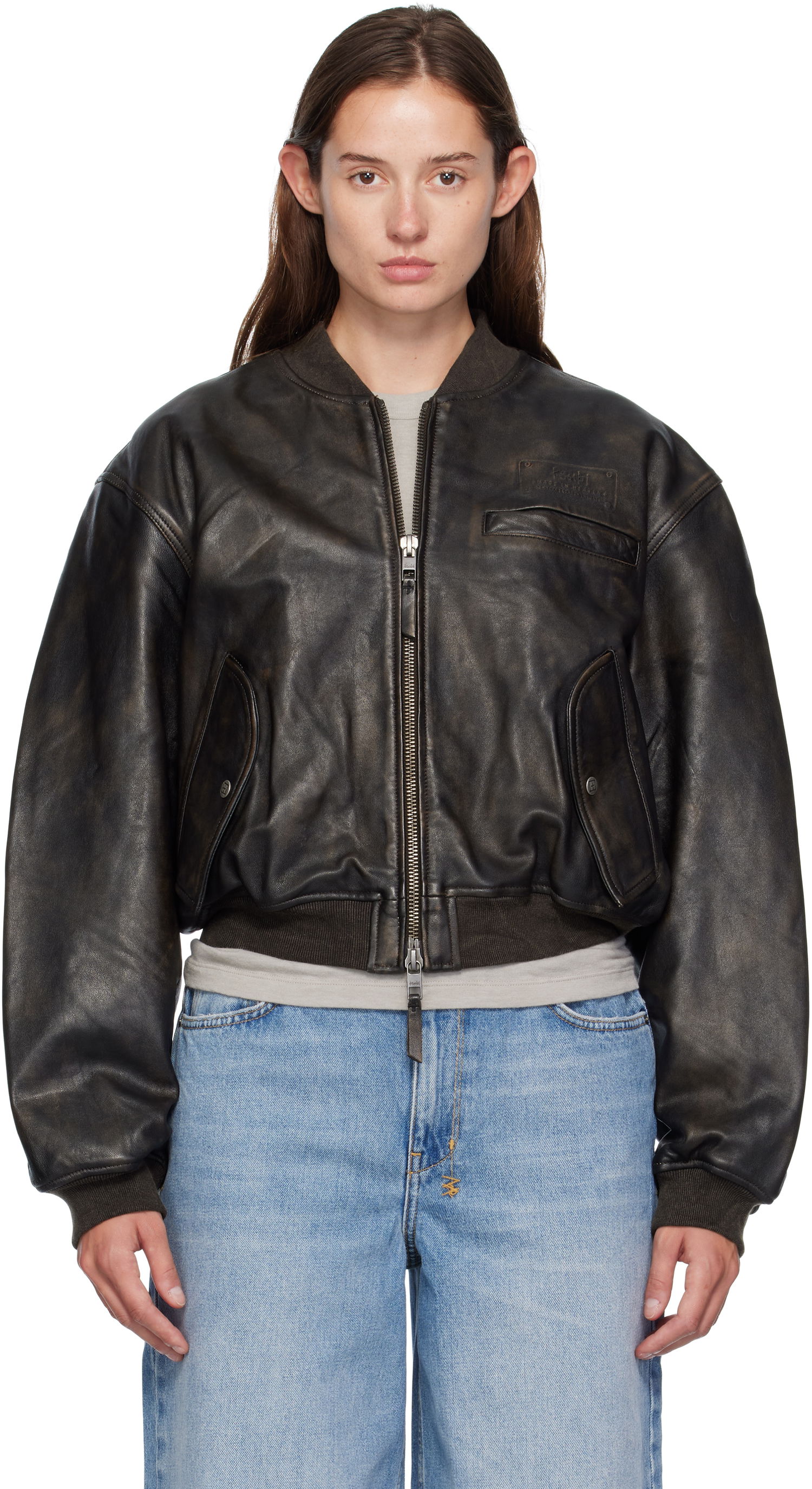 Куртка бомбер Ksubi Ksubi Alpha Crop Leather Bomber Jacket чорний | WFA25JK009, 0