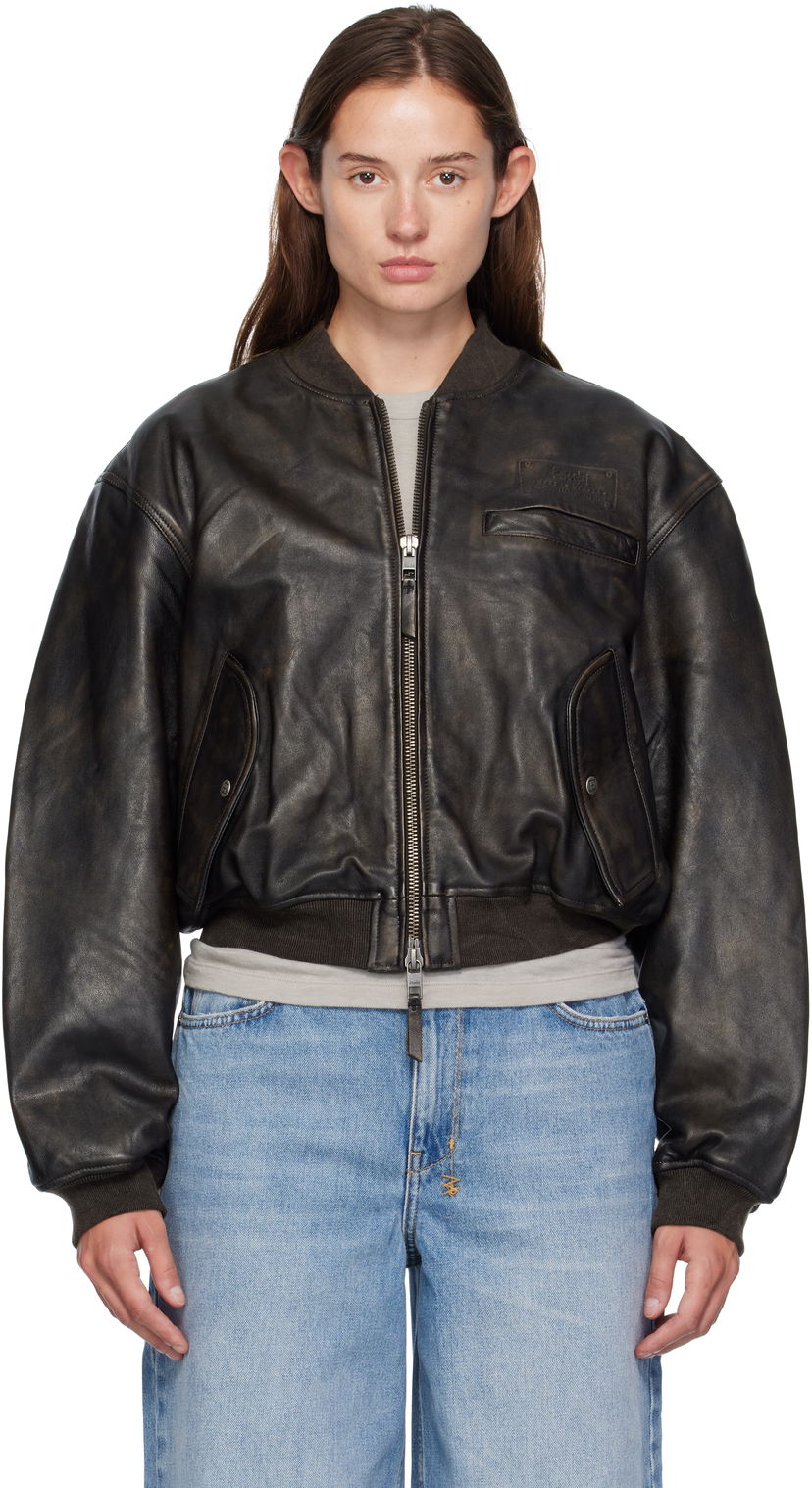Куртка бомбер Ksubi Ksubi Alpha Crop Leather Bomber Jacket чорний | WFA25JK009