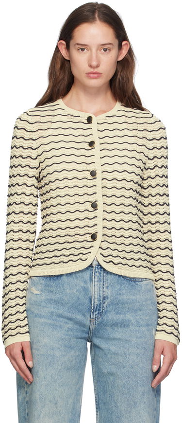 Cветр rag & bone rag & bone Elisa Wavy Knit Cardigan бежевий | WAS24F068UG68, 0
