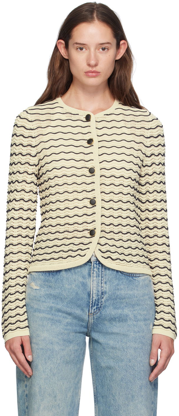 Cветр rag & bone rag & bone Elisa Wavy Knit Cardigan бежевий | WAS24F068UG68