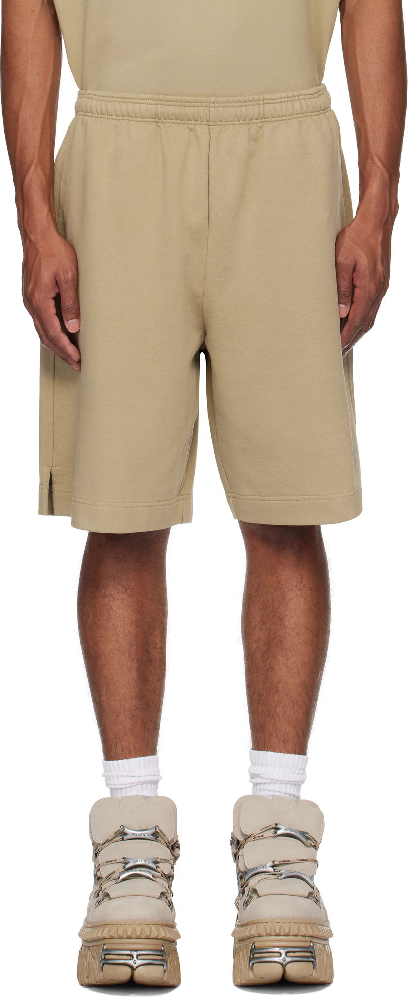 Шорти VETEMENTS Oval Logo Shorts бежевий | UA66SS600T