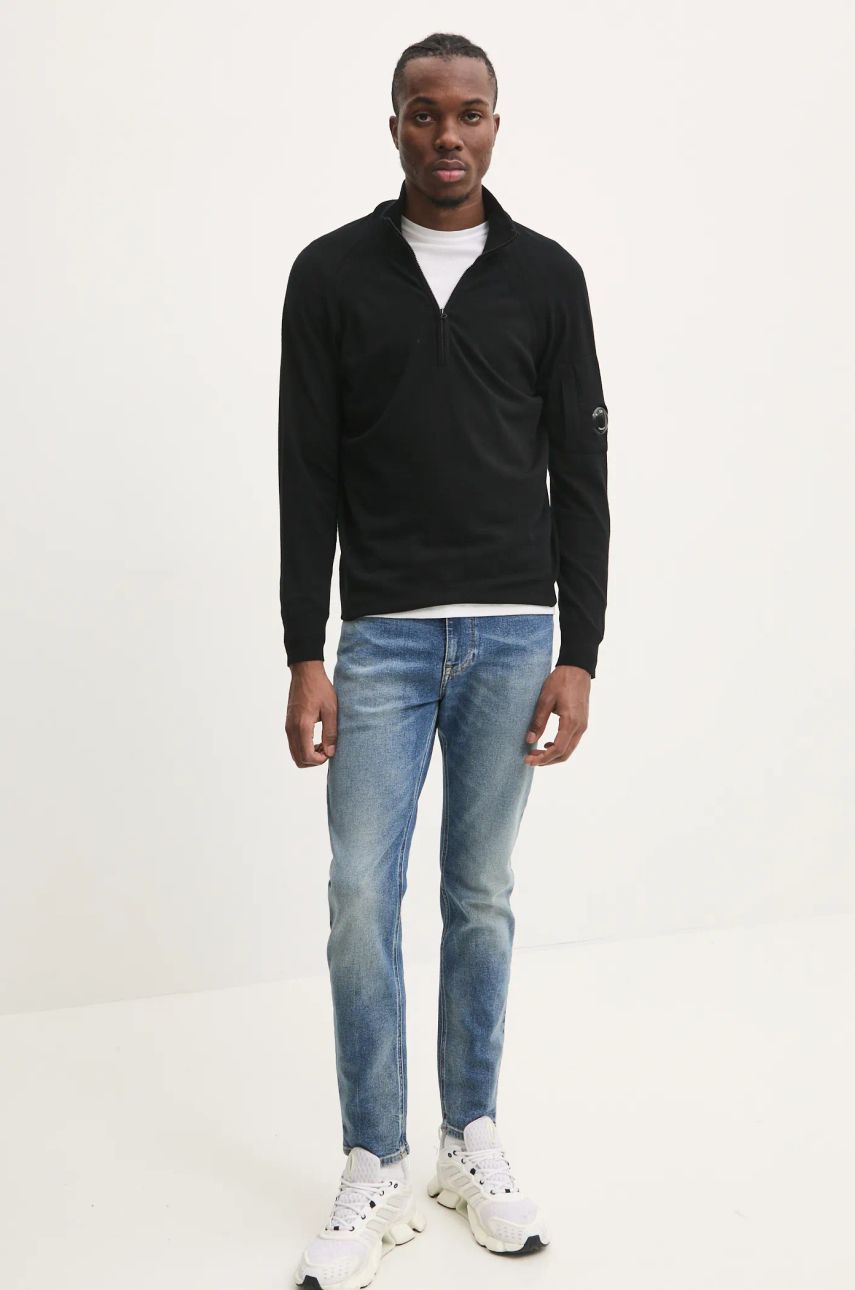 Cветр C.P. Company Lightweight Half-Zip Merino Wool Sweater чорний | 17CMKN193A005528A, 1