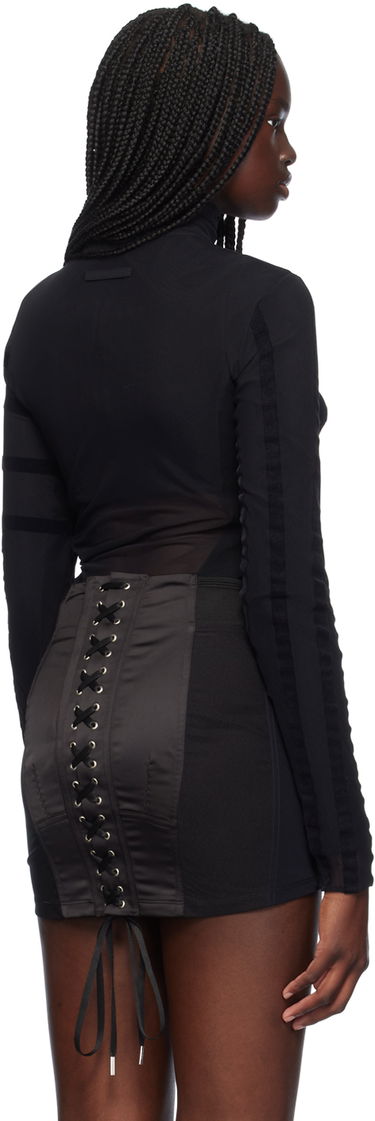 Футболка Jean Paul Gaultier Jean Paul Gaultier Striped Flocked Semi-Sheer Turtleneck Bodysuit чорний | 24/30-F-BD048I-T004-0000, 2