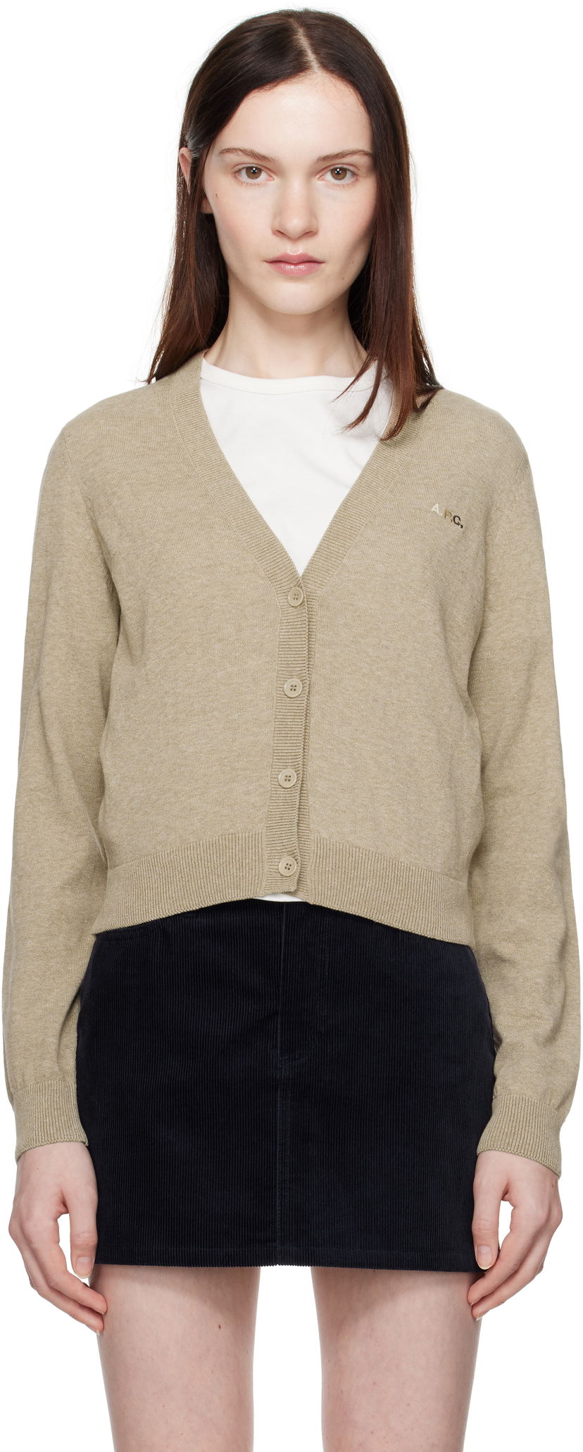 Cветр A.P.C. Josephine Cropped Cardigan бежевий | COEZJ-F22316