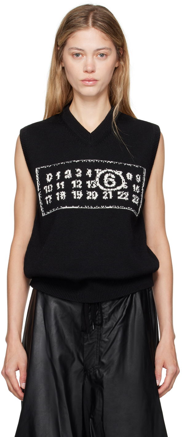 Жилет Maison Margiela MM6 Black Jacquard Logo Vest чорний | SH0FB0007 M13042