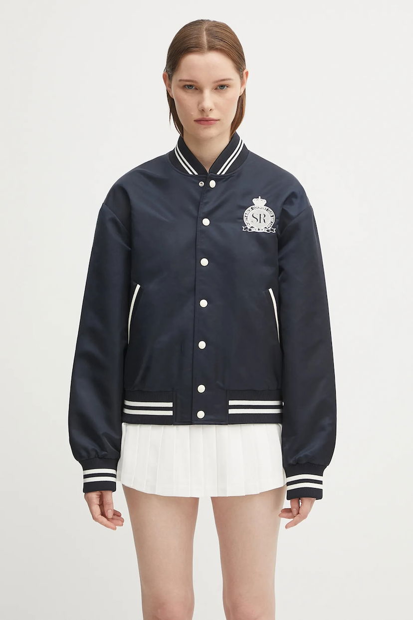 Куртка бомбер Sporty & Rich Sporty & Rich Royal Club Nylon Varsity Bomber Jacket темно-синій | OW030620219BL106