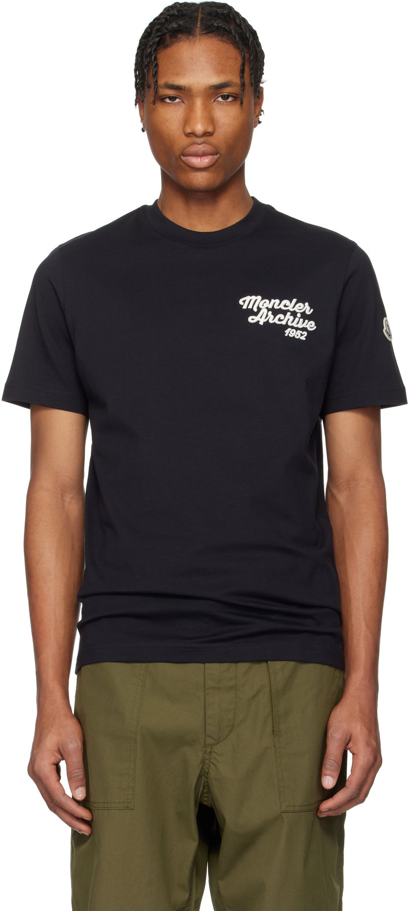 Футболка Moncler Moncler Archive Embroidered Logo Cotton T-Shirt чорний | K10918C0006389AJS