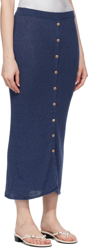 Спідниця Baserange Baserange Ribbed Knit Midi Skirt with Button Closure темно-синій | SKDR-LI-SU25, 1