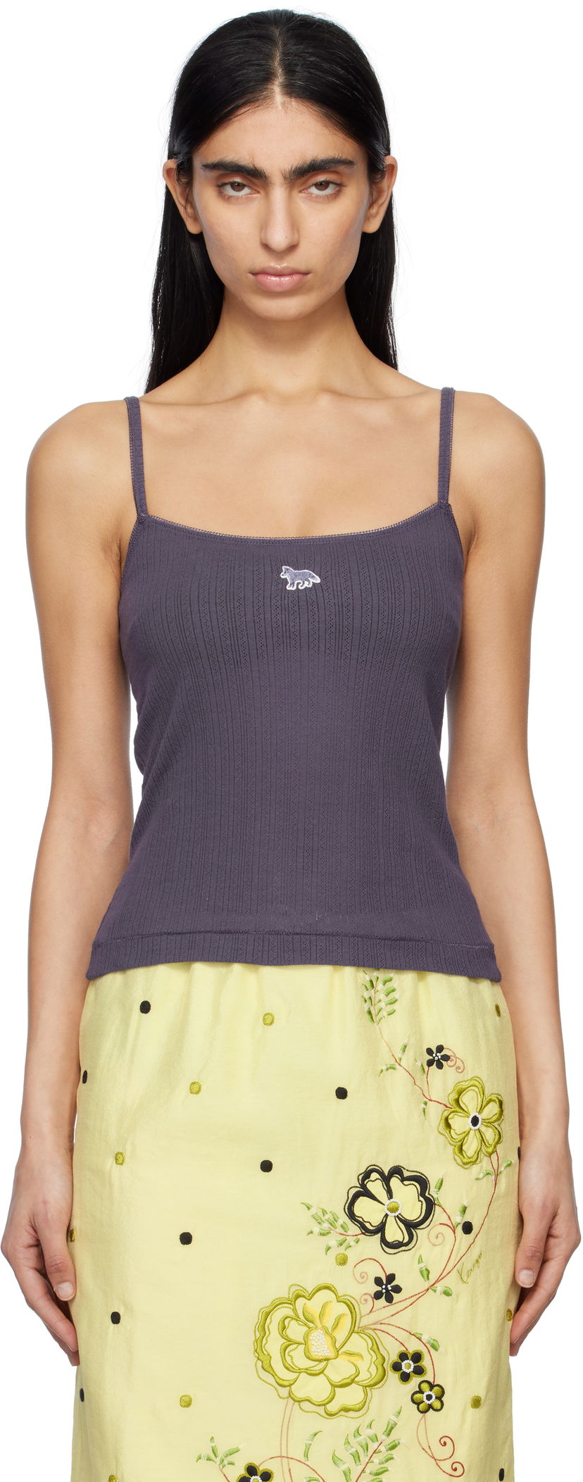 Безрукавка MAISON KITSUNÉ Maison Kitsuné Baby Fox Patch Ribbed Camisole Фіолетовий | OW00608KA0027